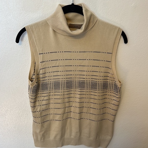 {i.e} Cowl Turtleneck Tan Tank Sweater Shirt 90's Size Medium - Picture 1 of 7